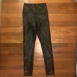 Black pleather high-waist leggings